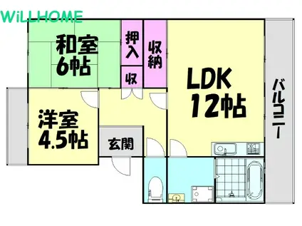 スミヤハイツII(2LDK/1階)の間取り写真
