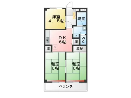 ペルリーノ武蔵関E棟(3DK/1階)の間取り写真