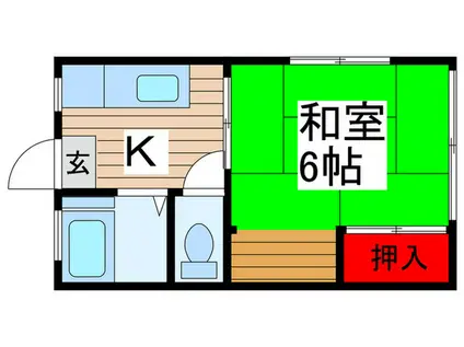 青木荘(1K/2階)の間取り写真