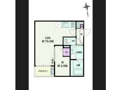 JACK MOTOSHIBATAHIGASHII(1LDK/3階)の間取り写真