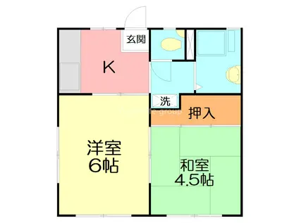 ハイツ羽鳥(2DK/1階)の間取り写真