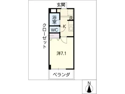 グランドベル(1K/2階)の間取り写真