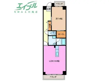 MS MANSION(1LDK/3階)の間取り写真