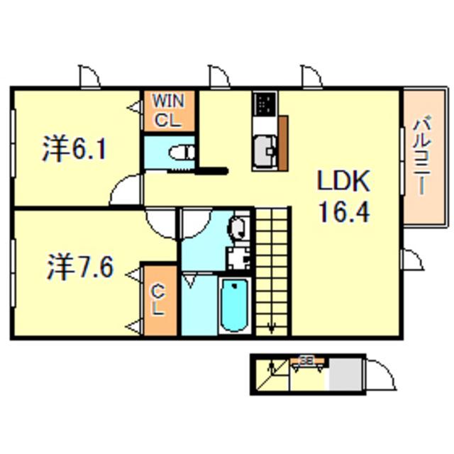 ヘーベルコート西島(2LDK/2階)の間取り写真