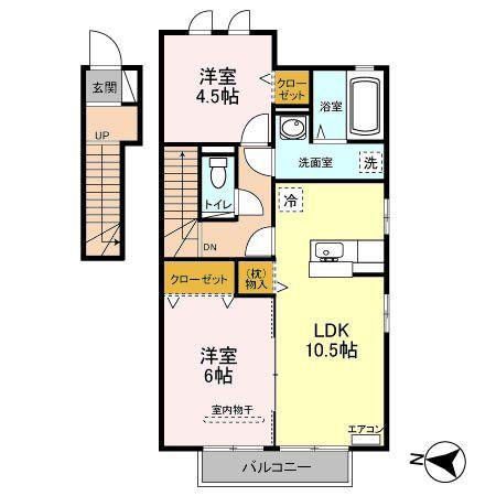 モダンコートウラワ(2LDK/2階)の間取り写真