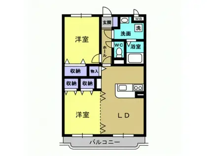 アイランドC(2LDK/3階)の間取り写真