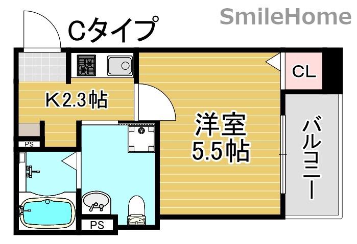 CRASTINE住吉大社(1K/3階)の間取り写真