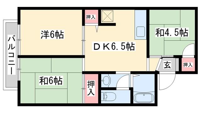 プレジール三木(3DK/2階)の間取り写真