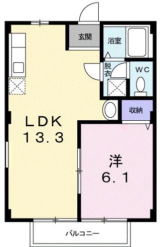 サンハイツA(1LDK/2階)の間取り写真