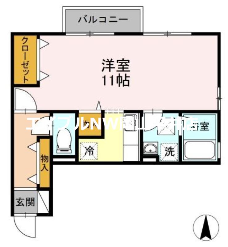 フェイバリットフラット C棟(ワンルーム/1階)の間取り写真
