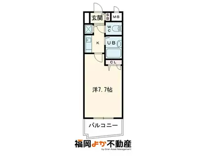 ライオンズマンション博多駅南第2(1K/6階)の間取り写真