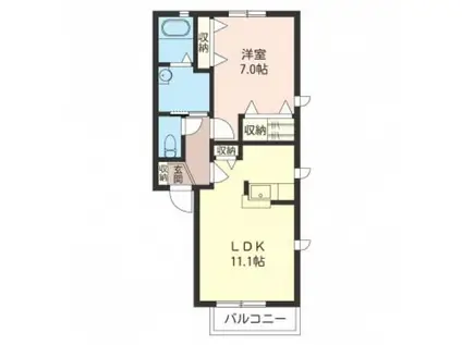 ファイン・ヒルズA(1LDK/2階)の間取り写真