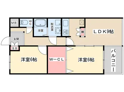 エルブ新大阪(2LDK/3階)の間取り写真