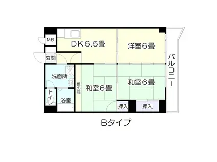 パレス上杉(3DK/8階)の間取り写真