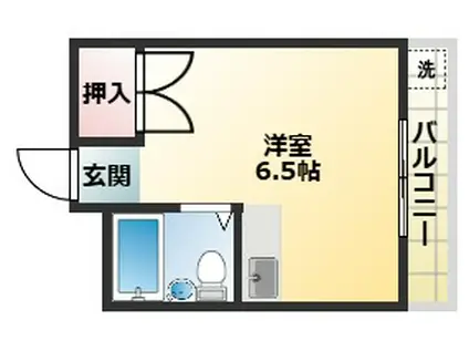 シャトー第2平野(ワンルーム/4階)の間取り写真