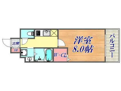 レユシール塚本(1K/4階)の間取り写真