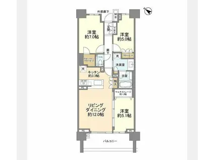 ブランズシティ久が原(3LDK/4階)の間取り写真