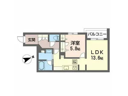 リオリエント加納本町(1LDK/1階)の間取り写真