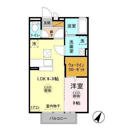 メゾン・ド・フルール(1LDK/1階)の間取り写真
