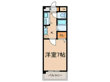 プリート(1K/4階)の間取り写真