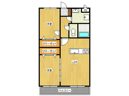 WINDOM梅の杜(2LDK/2階)の間取り写真