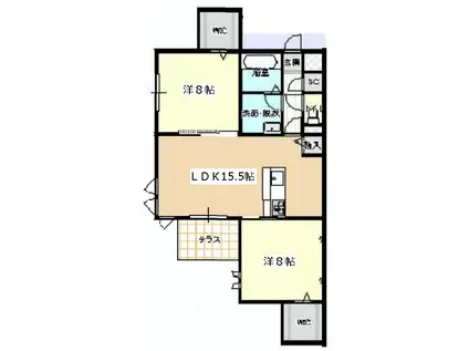 イデアーレ早出(2LDK/1階)の間取り写真