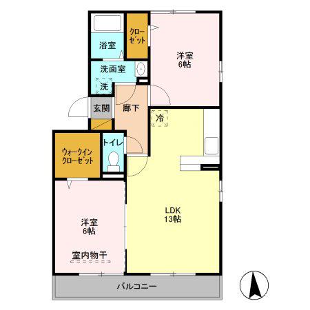 リバーパーク蒲生A(2LDK/3階)の間取り写真