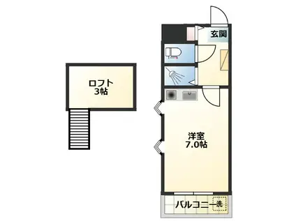 メゾンドゥSHINO美好町(1K/2階)の間取り写真