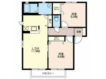 ハイムクレセール(2LDK/2階)の間取り写真