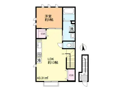 PERCHOIR B(1LDK/2階)の間取り写真