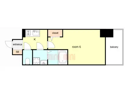 エスリード大阪デュアルゲート(1K/4階)の間取り写真