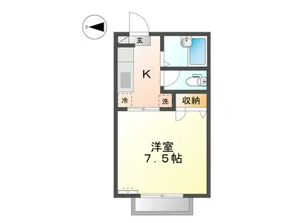 プログレス3(1K/1階)の間取り写真