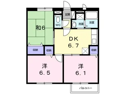 エルディムボナ-ルB(3DK/1階)の間取り写真