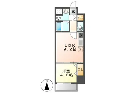 アンジュ栄(1LDK/3階)の間取り写真