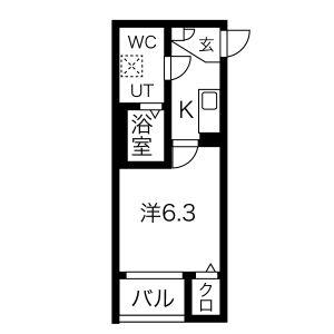 メイクスR矢田I(1K/1階)の間取り写真