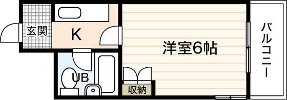 K・B・M三筋(1K/2階)の間取り写真