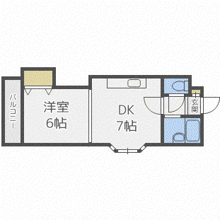 エスポアール平岸(1DK/3階)の間取り写真