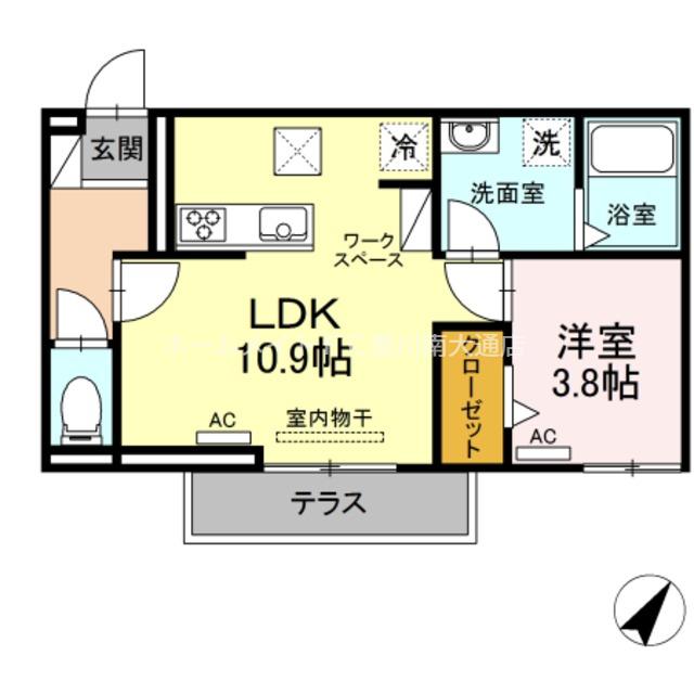 歩夢III(1LDK/1階)の間取り写真