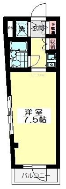 ウエストハイム(1K/2階)の間取り写真