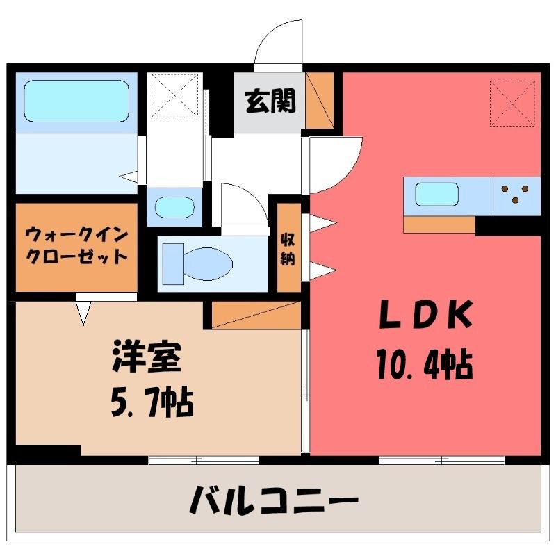 アムズワン(1LDK/2階)の間取り写真