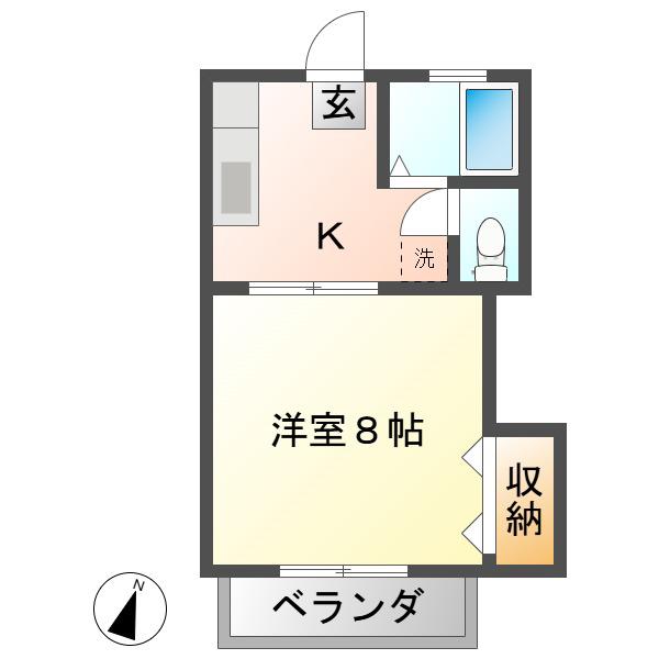 メゾンフォレストII(1K/2階)の間取り写真
