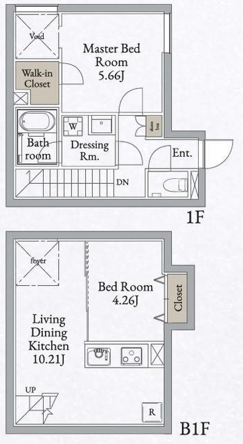 LIVEFLAT高田馬場(2LDK/1階)の間取り写真