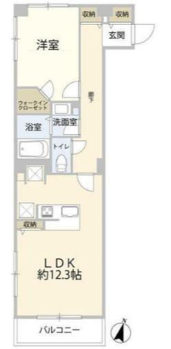 田園調布マンション(1LDK/3階)の間取り写真