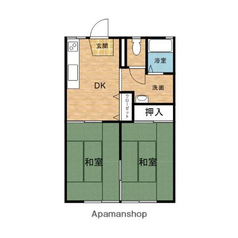ＪＲ和歌山線 岩出駅 徒歩3分 2階建 築38年(2DK/2階)の間取り写真