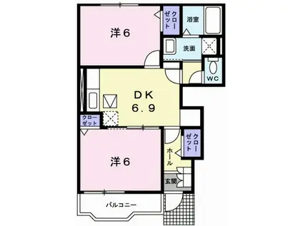 パレ・ロジュマン(2DK/1階)の間取り写真