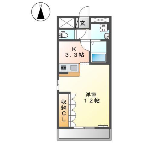 グランドールV(1K/3階)の間取り写真