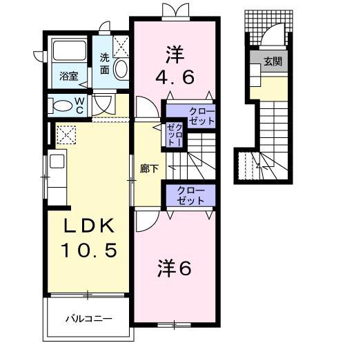 鹿島臨海鉄道 大洗駅 徒歩8分 2階建 築25年(2LDK/2階)の間取り写真