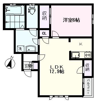 メゾンオンプレイスA(1LDK/1階)の間取り写真