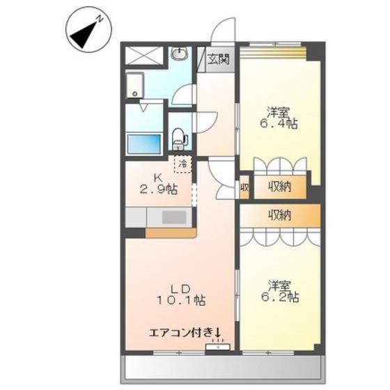 池之内ヒルズANNEX(2LDK/2階)の間取り写真