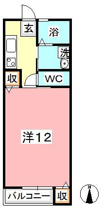 イオン A(1K/2階)の間取り写真